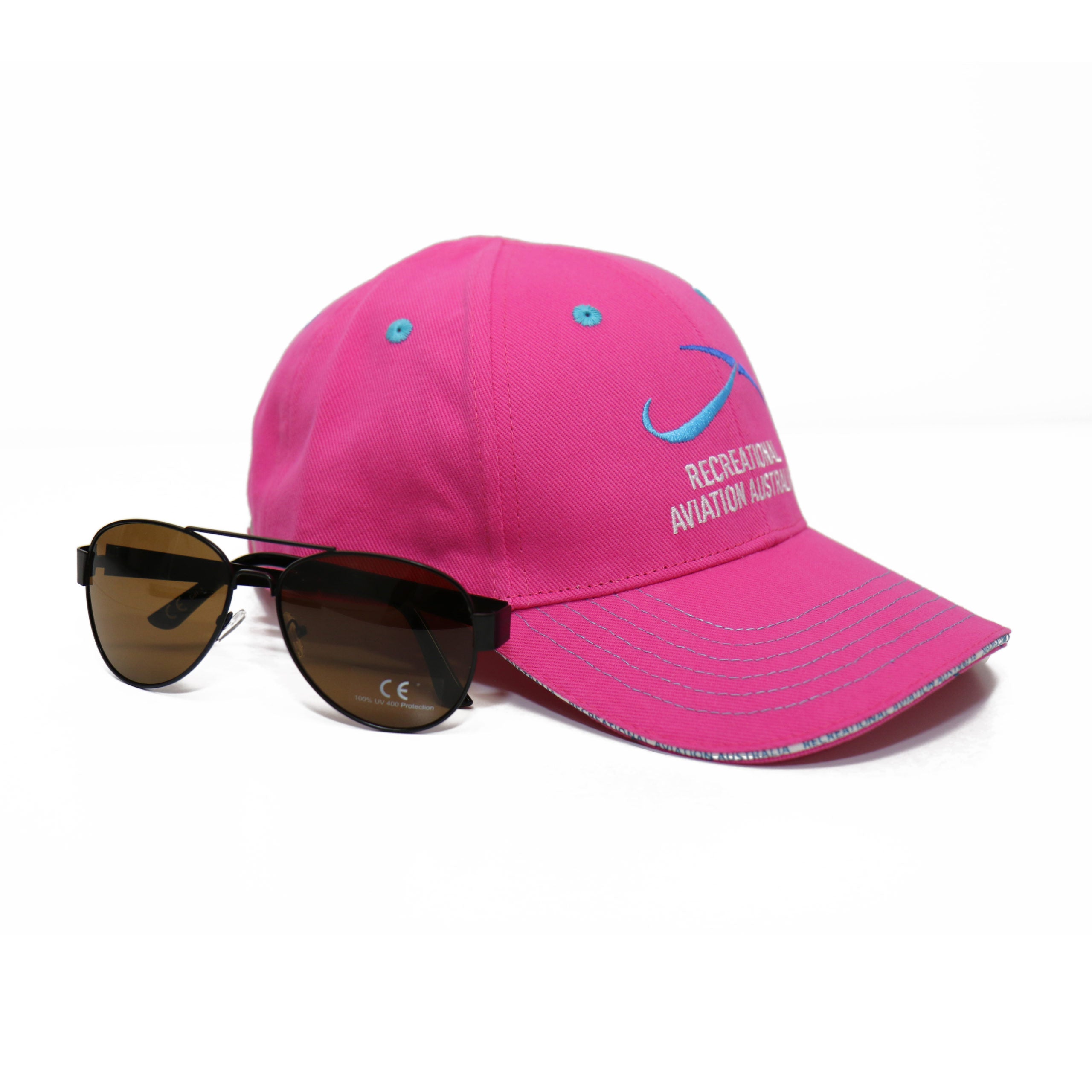 Baseball Cap and Aviator Sunglasses Combo - Hot Pink image